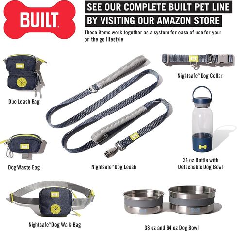 حقيبة مقود ثنائية مدمجة (حقيبة نفايات الحيوانات الأليفة وحامل المكافآت)، باللون الأزرق الداكن والأصفر in Kuwait