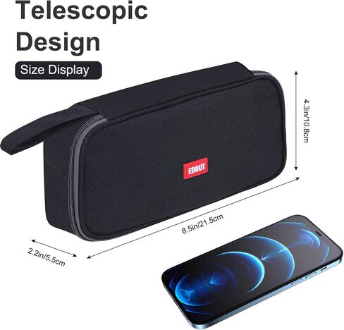 EOOUT Big Capacity Black Pencil Case Pouch with Zipper, Large Organized Pen Case Makeup Bag Office Supplies Stationery Pencil Box for College Middle School Travel in Saudi Arabia