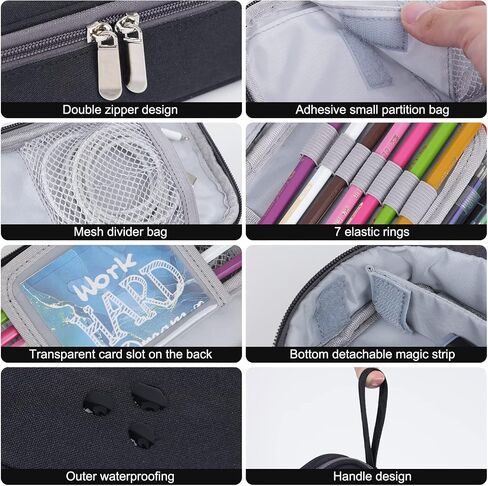 EOOUT Big Capacity Black Pencil Case Pouch with Zipper, Large Organized Pen Case Makeup Bag Office Supplies Stationery Pencil Box for College Middle School Travel in Saudi Arabia