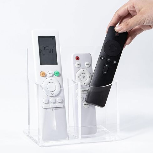 حامل جهاز التحكم عن بعد من الأكريليك الشفاف، حامل أقلام مكتبي مكون من حجرتين حامل أقلام للبطاقة، مجموعة الملحقات الرسمية، 5.9 × 3.5 × 6.3 بوصة in Kuwait