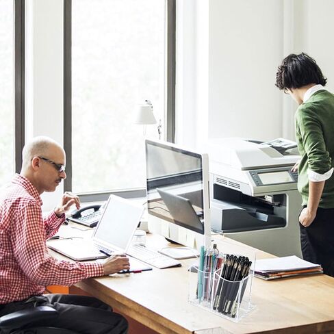 حامل جهاز التحكم عن بعد من الأكريليك الشفاف، حامل أقلام مكتبي مكون من حجرتين حامل أقلام للبطاقة، مجموعة الملحقات الرسمية، 5.9 × 3.5 × 6.3 بوصة in Kuwait