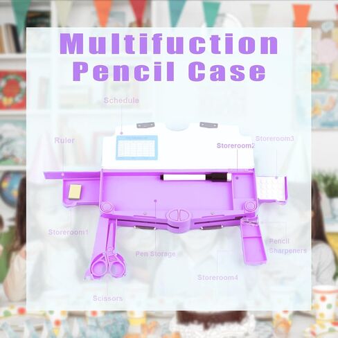 Pop Up Multifunction Pencil Case for Girls and Boys, Cute Cartoon Pen Box Organizer Stationery with Sharpener, Scissors, Schedule, Whiteboard, Both Sides Open, Best Gifts for Kids(Pink) in Kuwait
