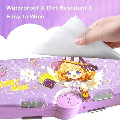 Pop Up Multifunction Pencil Case for Girls and Boys, Cute Cartoon Pen Box Organizer Stationery with Sharpener, Scissors, Schedule, Whiteboard, Both Sides Open, Best Gifts for Kids(Pink) in Kuwait