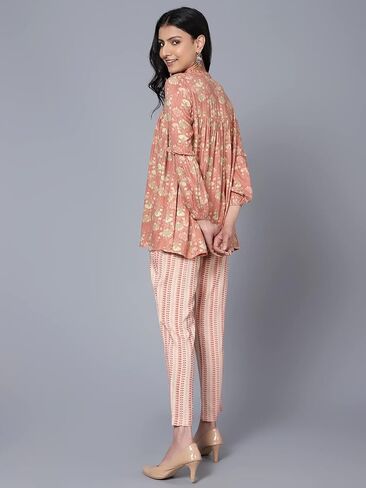 2 Piece Summer Outfits, Co-ord Set with Pant & Tunic Top with Tessel, Full Sleeves Indian Co-ord Set in Saudi Arabia