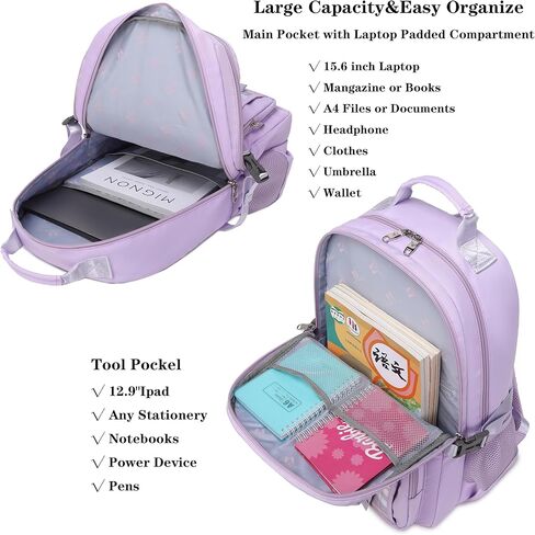 Girls Backpack 15.6 Inch Laptop Backpacks School Bag Kids Elementary Bookbags for Teen Girl Women Anti Theft Travel Daypack (Pink) in Kuwait