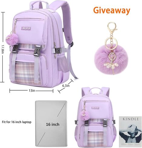 Girls Backpack 15.6 Inch Laptop Backpacks School Bag Kids Elementary Bookbags for Teen Girl Women Anti Theft Travel Daypack (Pink) in Kuwait