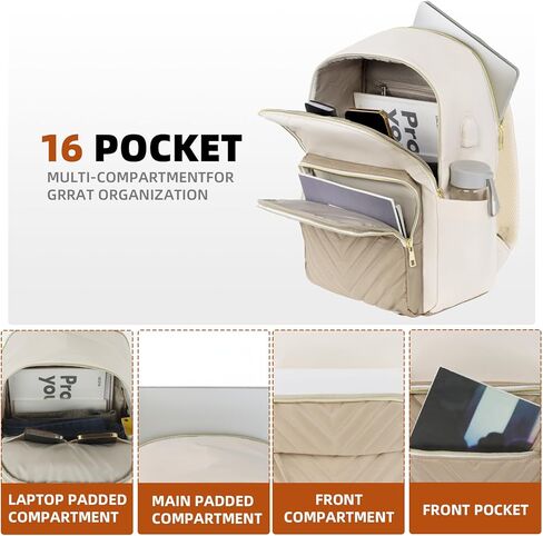 حقيبة ظهر للكمبيوتر المحمول KINGSLONG مقاس 15.6 بوصة للنساء، حقيبة ظهر للكمبيوتر للنساء مع منفذ USB، حقائب ظهر مقاومة للماء وحقائب سفر كاجوال للمناسبات الجامعية، أسود in Kuwait