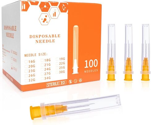 إبرة JIBENGAO 25G 1/2 بوصة (25 جم 13 مم)، 100 قطعة من إبر المختبر المغلفة بشكل فردي in Kuwait