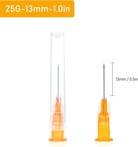 إبرة JIBENGAO 25G 1/2 بوصة (25 جم 13 مم)، 100 قطعة من إبر المختبر المغلفة بشكل فردي in Kuwait