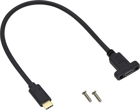 كابل محول تثبيت لوحة USB من النوع C 3.1 USB-C 3.1 Gen2 10 جيجابت في الثانية ذكر إلى كابل برغي تثبيت على لوحة USB C أنثى، يدعم الشحن والبيانات والصوت وكابل الفيديو لأجهزة الكمبيوتر المحمول والكمبيوتر اللوحي والهاتف المحمول (0.3 متر/1 قدم) in Kuwait