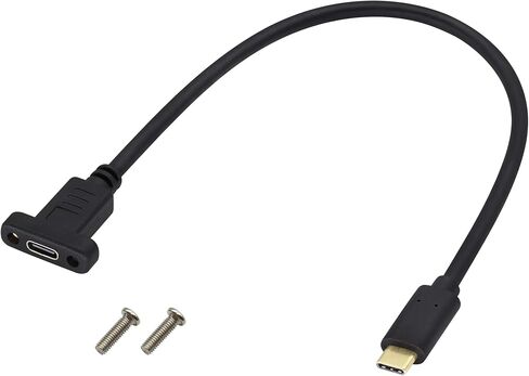 كابل محول تثبيت لوحة USB من النوع C 3.1 USB-C 3.1 Gen2 10 جيجابت في الثانية ذكر إلى كابل برغي تثبيت على لوحة USB C أنثى، يدعم الشحن والبيانات والصوت وكابل الفيديو لأجهزة الكمبيوتر المحمول والكمبيوتر اللوحي والهاتف المحمول (0.3 متر/1 قدم) in Kuwait