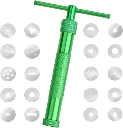 Polymer Clay Extruder, Aluminum Fondant Extruder with 20 Discs, Pottery Clay Extruder Gun, Sugar Paste Extruder, Cake Fondant Engraving Decorating Tool Set in Saudi Arabia