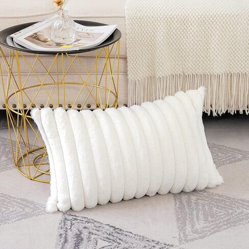 Soleebee Set of 2 Throw Pillow Covers Soft Cozy Velvet Pillowcase Faux Rabbit Fur Cover for Couch Sofa Bed Chair Home Decorative Pillows Cover (18x18 Inch, HOT Pink) in Kuwait