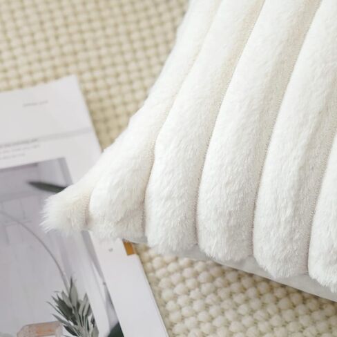 Soleebee Set of 2 Throw Pillow Covers Soft Cozy Velvet Pillowcase Faux Rabbit Fur Cover for Couch Sofa Bed Chair Home Decorative Pillows Cover (18x18 Inch, HOT Pink) in Kuwait