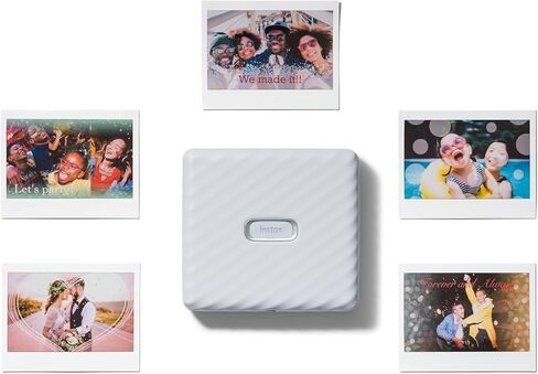Fujifilm Instant Mini Link 2 Smartphone Printer + Fuji Instant Mini Film (40 Sheets) - BluebirdSales Carrying Case and Microfiber Cleaning Cloth, Instant Mini Link Printer Bundle (Ash White) in Kuwait