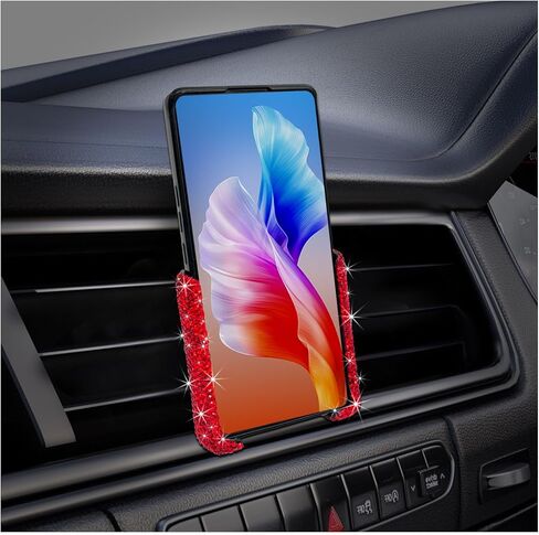 حامل هاتف للسيارة من بلينغ، حامل هاتف تلقائي بفتحة تهوية صغيرة قابلة للتعديل 360 درجة، حامل هاتف خلوي بمشبك فتحة تهوية كريستالية للنساء والفتيات، ملحقات داخلية للمركبة (أرجواني) in Kuwait