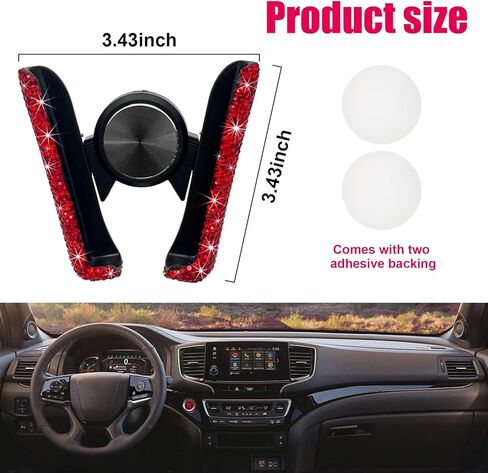 حامل هاتف للسيارة من بلينغ، حامل هاتف تلقائي بفتحة تهوية صغيرة قابلة للتعديل 360 درجة، حامل هاتف خلوي بمشبك فتحة تهوية كريستالية للنساء والفتيات، ملحقات داخلية للمركبة (أرجواني) in Kuwait