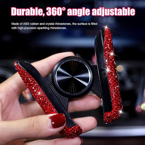 حامل هاتف للسيارة من بلينغ، حامل هاتف تلقائي بفتحة تهوية صغيرة قابلة للتعديل 360 درجة، حامل هاتف خلوي بمشبك فتحة تهوية كريستالية للنساء والفتيات، ملحقات داخلية للمركبة (أرجواني) in Kuwait