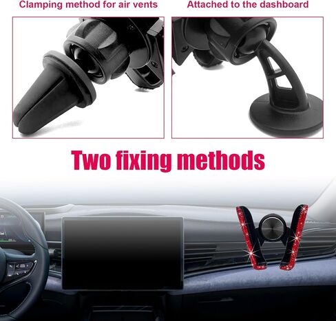 حامل هاتف للسيارة من بلينغ، حامل هاتف تلقائي بفتحة تهوية صغيرة قابلة للتعديل 360 درجة، حامل هاتف خلوي بمشبك فتحة تهوية كريستالية للنساء والفتيات، ملحقات داخلية للمركبة (أرجواني) in Kuwait