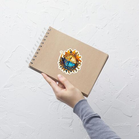 Sun and Moon Sticker Souvenir Nature Decal Vinyl Small Waterproof Bottle Mug Passport Book Scrapbook Notebook Laptop Tumbler Skateboard Computer Phone Size 4" Gift in Saudi Arabia