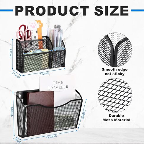3 Pcs Black Pegboard Organizer Accessories Including 2 Magnetic File Holder for Pegboard and 1 Pcs Magnetic Pencil Holder Magnetic Heavy Duty Baskets for Whiteboard Refrigerator Locker in Saudi Arabia