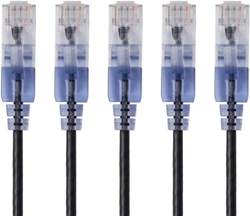 كابل تصحيح Monoprice Cat6A Ethernet - Snagless RJ45، 550 ميجا هرتز، 10 جيجا، UTP، سلك نحاسي عاري نقي، 30AWG، 10 حزم، 1 قدم، أزرق - سلسلة SlimRun in Saudi Arabia