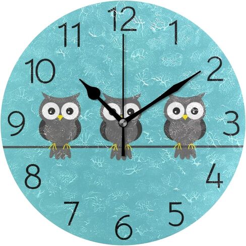 Blue Owl Round Wall Clock Silent Non Ticking Battery Operated Decorative Acrylic Wall Clock Humming Bird Creative Clock for Home School Office Kitchen in Saudi Arabia