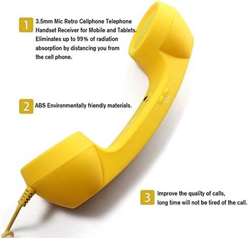 Gigicloud Retro Phone Telephone, 3.5mm Universal Phone Retro Handset Radiation-Proof Receivers Cellphone Handset Classic Mobile Phone Handset for Phone in Saudi Arabia
