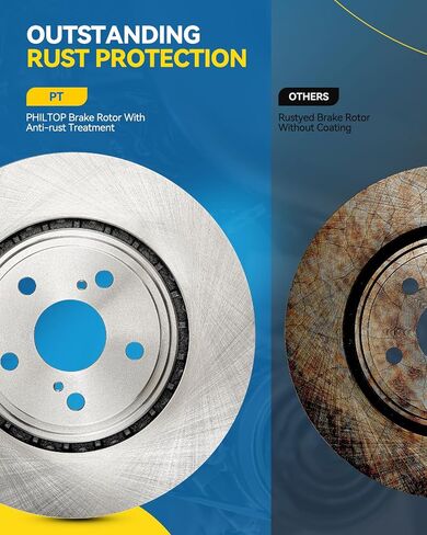 PHILTOP 55159+D1423 Rear Disc Brake Rotor and Ceramic Brake Pad Set Kit For Corolla 2009-2010 2014-2020, Prius 2010-2013, Matrix 2009-2013, CT200h 2011-2017, Prius Plug-In 2012-2015, 6pcs in Saudi Arabia