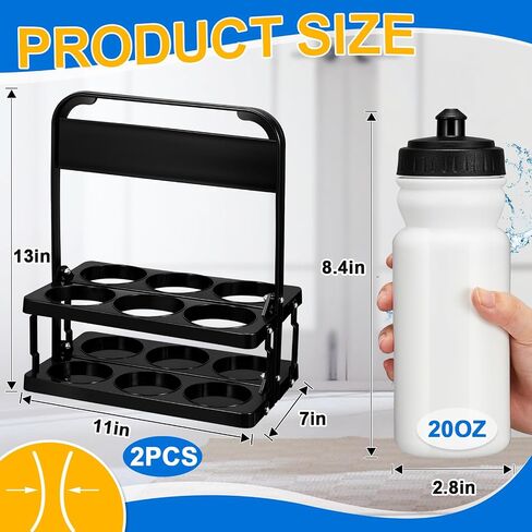 Yaomiao 12 Water Bottles 20 oz with 2 Pack Sports Water Bottle Carrier Wide Mouth Water Bottles Plastic Squeeze Water Bottles Major Sports Water Bottles for Fitness Bike Gym Camping in Saudi Arabia