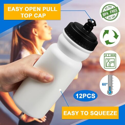 Yaomiao 12 Water Bottles 20 oz with 2 Pack Sports Water Bottle Carrier Wide Mouth Water Bottles Plastic Squeeze Water Bottles Major Sports Water Bottles for Fitness Bike Gym Camping in Saudi Arabia