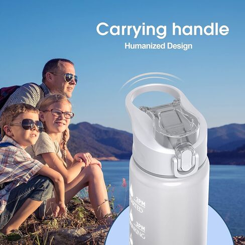 زجاجة مياه سعة 32 أونصة مع علامة زمنية وقش، زجاجة مياه تحفيزية بمقبض، إبريق ماء تريتان مقاوم للتسرب وخالي من البيسفينول أ للمدرسة وصالة الألعاب الرياضية والخارجية واللياقة البدنية (رمادي متدرج أسود، 32 أونصة) in Kuwait