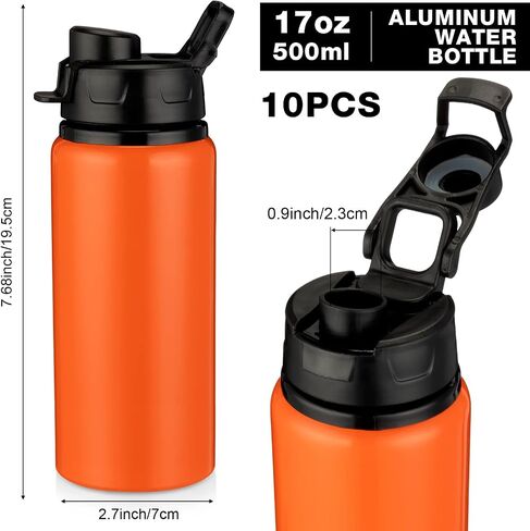 Shellwei 10 Pcs Aluminum Water Bottle 17 oz Reusable Bottles with Snap Lids Metal Water Bottle Lightweight Portable Sports Water Bottle Leak Proof Travel Water Bottle for Gym Camping Hiking Fishing in Saudi Arabia