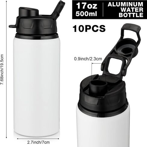 Shellwei 10 Pcs Aluminum Water Bottle 17 oz Reusable Bottles with Snap Lids Metal Water Bottle Lightweight Portable Sports Water Bottle Leak Proof Travel Water Bottle for Gym Camping Hiking Fishing in Saudi Arabia