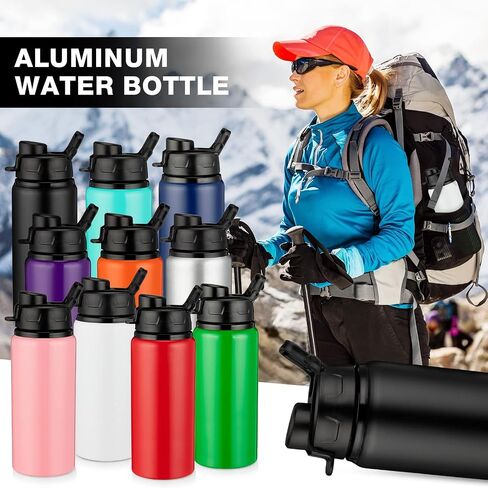 Shellwei 10 Pcs Aluminum Water Bottle 17 oz Reusable Bottles with Snap Lids Metal Water Bottle Lightweight Portable Sports Water Bottle Leak Proof Travel Water Bottle for Gym Camping Hiking Fishing in Saudi Arabia