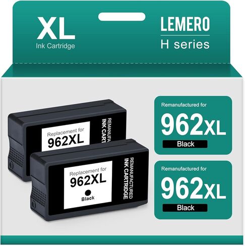 خراطيش حبر سوداء LEMERO 962XL بديلة لـ HP 962 XL 962XL مجموعة خراطيش الحبر السوداء لطابعة OfficeJet Pro 9015 9010 9025 9020 9018 9012 9028 (2 أسود) in Kuwait