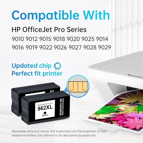 خراطيش حبر سوداء LEMERO 962XL بديلة لـ HP 962 XL 962XL مجموعة خراطيش الحبر السوداء لطابعة OfficeJet Pro 9015 9010 9025 9020 9018 9012 9028 (2 أسود) in Kuwait