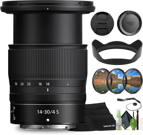 عدسة تكبير Nikon NIKKOR Z مقاس 14-30 مم f/4.0 S لكاميرات Nikon Z (20070) + مجموعة مرشح + حافظة غطاء + مجموعة تنظيف in Saudi Arabia