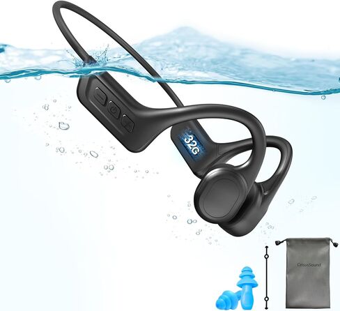 Bone Conduction Headphones Swimming,Waterproof IP68,Wireless Bluetooth 5.3 Earphones with Microphone, Built-in 32GB TF for More Than 10H Music Play, Open Ear Bluetooth Headphones in Kuwait