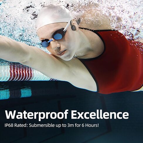 Bone Conduction Headphones Swimming,Waterproof IP68,Wireless Bluetooth 5.3 Earphones with Microphone, Built-in 32GB TF for More Than 10H Music Play, Open Ear Bluetooth Headphones in Kuwait