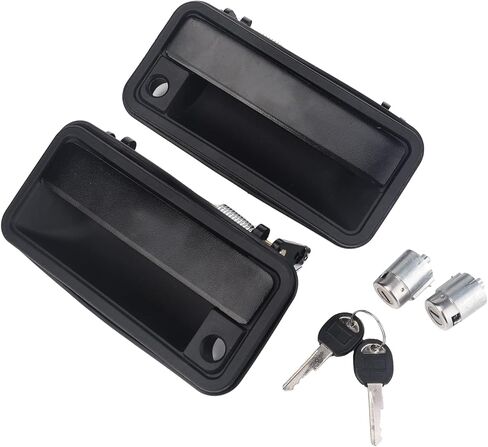 مقابض أبواب خارجية معدنية 3 مرايا مع أسطوانات قفل ومفاتيح متوافقة مع 1995-2000 تشيفي تاهو جي إم سي بيك اب سوبربان C/K1500 C/K2500 C/K3500 يوكون (الجانب الأيسر والأيمن) 15742229 15742230 in Kuwait