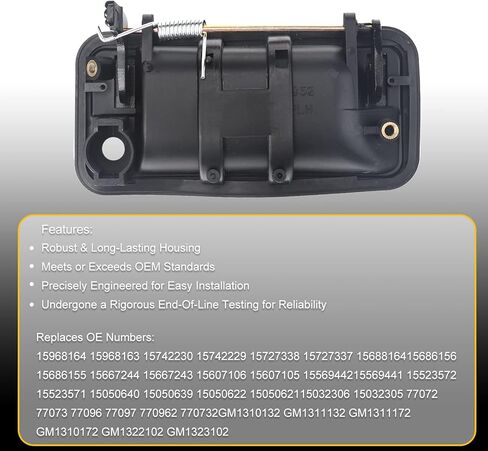 مقابض أبواب خارجية معدنية 3 مرايا مع أسطوانات قفل ومفاتيح متوافقة مع 1995-2000 تشيفي تاهو جي إم سي بيك اب سوبربان C/K1500 C/K2500 C/K3500 يوكون (الجانب الأيسر والأيمن) 15742229 15742230 in Kuwait