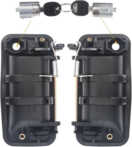 مقابض أبواب خارجية معدنية 3 مرايا مع أسطوانات قفل ومفاتيح متوافقة مع 1995-2000 تشيفي تاهو جي إم سي بيك اب سوبربان C/K1500 C/K2500 C/K3500 يوكون (الجانب الأيسر والأيمن) 15742229 15742230 in Kuwait