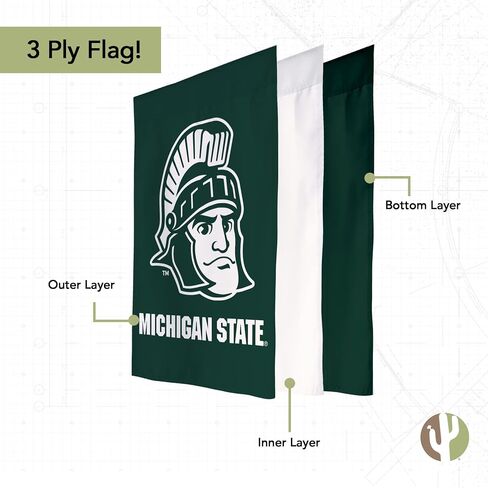 Desert Cactus Michigan State University Garden Flag Spartans MSU Banner 100% Polyester (Design G) in Saudi Arabia