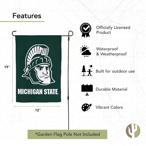 Desert Cactus Michigan State University Garden Flag Spartans MSU Banner 100% Polyester (Design G) in Saudi Arabia