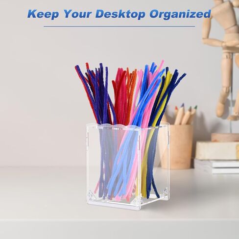 Acrylic Pipe Cleaners Storage & Organizer, Pipe Cleaners Holder with Separation, Fit for Pipe Cleaners Art and Craft Supplies, with Installation Tools (Clear) in Saudi Arabia