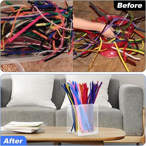 Acrylic Pipe Cleaners Storage & Organizer, Pipe Cleaners Holder with Separation, Fit for Pipe Cleaners Art and Craft Supplies, with Installation Tools (Clear) in Saudi Arabia