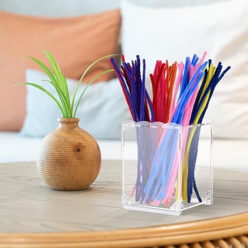 Acrylic Pipe Cleaners Storage & Organizer, Pipe Cleaners Holder with Separation, Fit for Pipe Cleaners Art and Craft Supplies, with Installation Tools (Clear) in Saudi Arabia