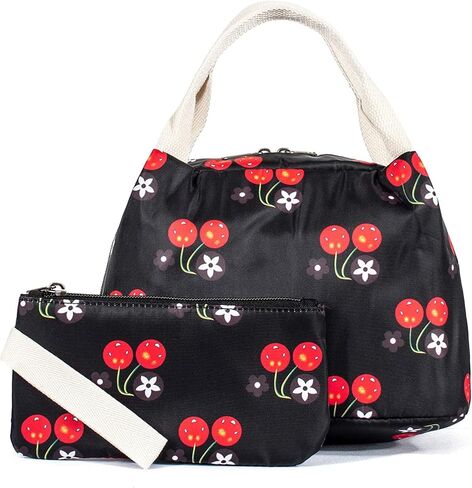 حقيبة ظهر للبنات حقائب مدرسية للأطفال وحقائب كتب للمراهقات وحقائب ظهر للفتيات المراهقات مع صندوق غداء وحقائب أقلام رصاص وحقيبة نهارية للسفر (أسود كرزي) in Kuwait