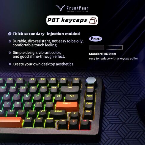 DrunkDeer A75 Pro Magnetic Switch Keyboard Rapid Trigger Mechanical Gaming Keyboard Adjustable Actuation Hall Switches RGB PBT Keycap Compact TKL 82Keys Wired USB，with Knob in Saudi Arabia